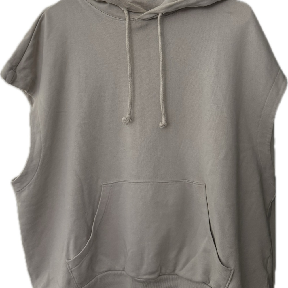 Beige Sleeveless Hoodie